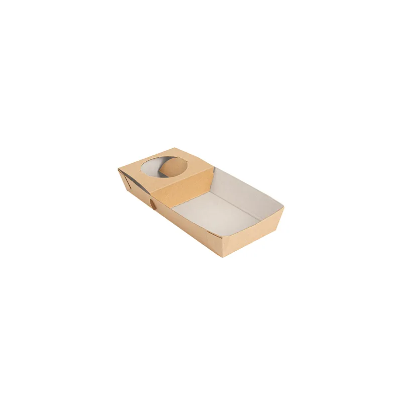PLATEAUX TRANSPORT 1 VERRE+1 COMPART. THEPACK  25x12x4 CM NATUREL CARTON NANO-MICRO (400 UNITÉ)