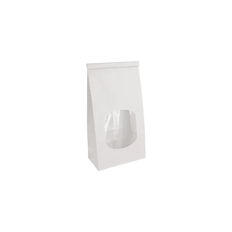 SACS SOS AUTO-FERMETURE AVEC FENÊTRE  1800 GR 60 G/M2 + 25µ OPP 12+6,5x24,6 CM BLANC CELLULOSE (500 UNITÉ)