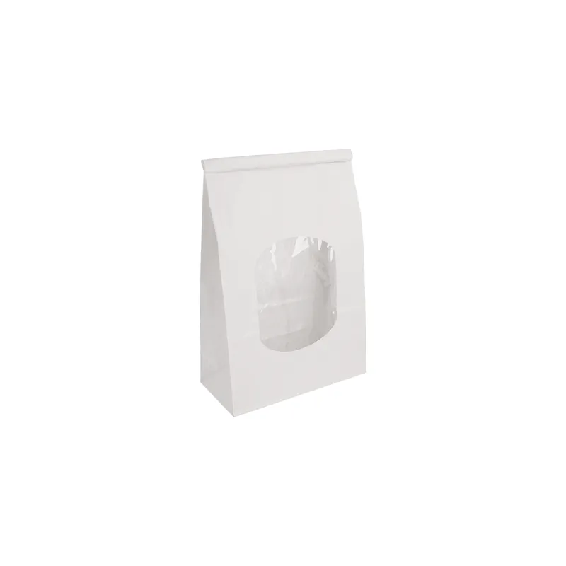 SACS SOS AUTO-FERMETURE AVEC FENÊTRE  2500 GR 60 G/M2 + 25µ OPP 15,5+7x24,2 CM BLANC CELLULOSE (500 UNITÉ)