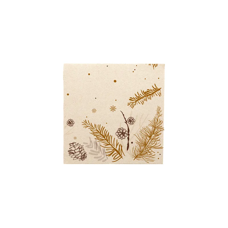 SERVIETTES "DOUBLE POINT" ECOLABEL 'WINTER'  19 G/M2 40x40 CM NATUREL OUATE RECYCLÉE (1200 UNITÉ)