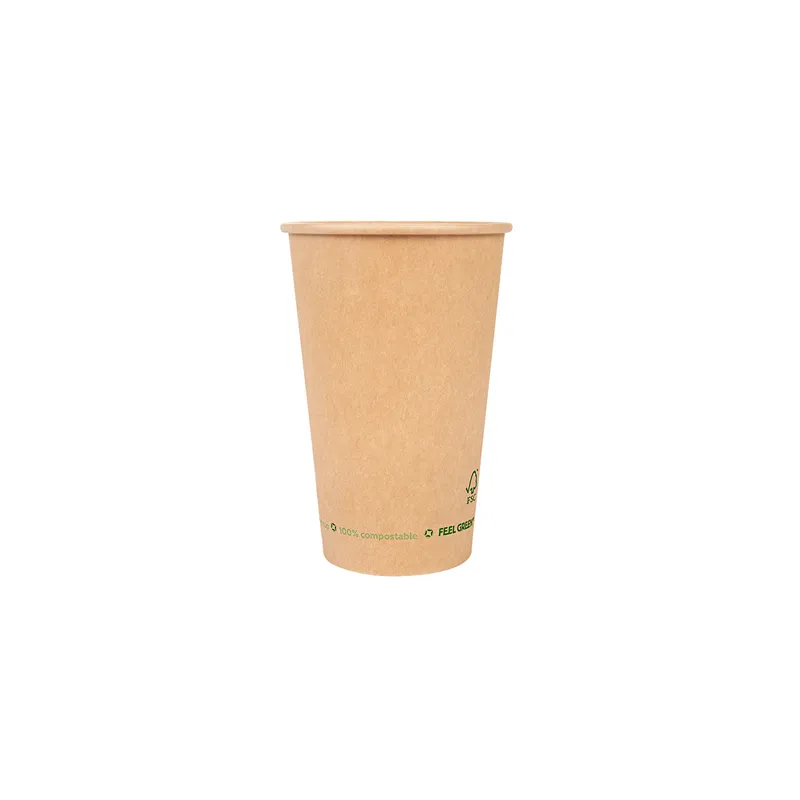 GOBELETS BOISSONS FROIDES ET CHAUDES 1 PAROI  480 ML 300 G/M2 Ø9/6x13,2 CM MARRON CARTON (1000 UNITÉ)