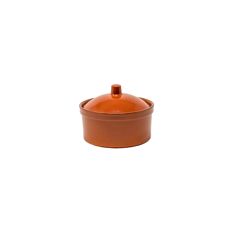 COCOTTE EN FAÏENCE AVEC COUVERCLE  350 ML  Ø 12x6 CM MARRON ROUGEATRE CERAMIQUE (20 UNITÉ)