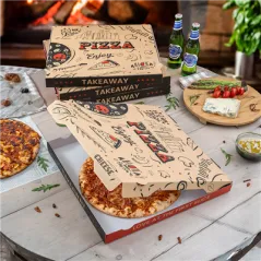 BOÎTES PIZZA 'ENJOY PIZZA'   29x29x3,8 CM NATUREL CARTON MICROCANAL (100 UNITÉ)
