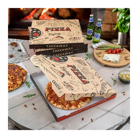 BOÎTES PIZZA 'ENJOY PIZZA'   29x29x3,8 CM NATUREL CARTON MICROCANAL (100 UNITÉ)