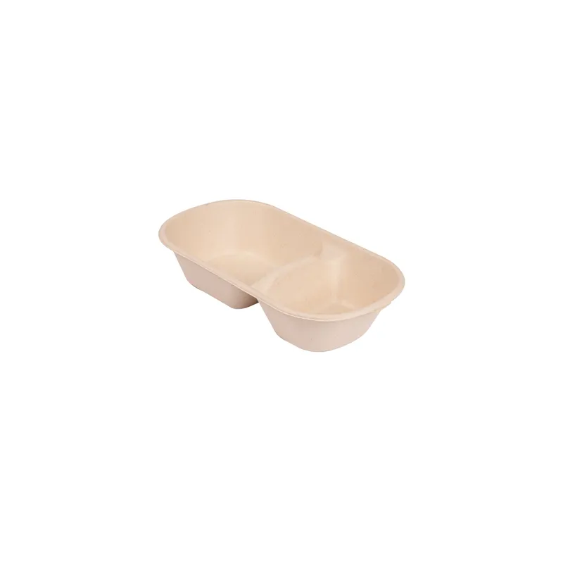 LUNCH BOXES 2 COMPART. BIONIC 850 ML 23,5x13,1x4,6 CM NATUREL BAGASSE (500 UNITÉ)