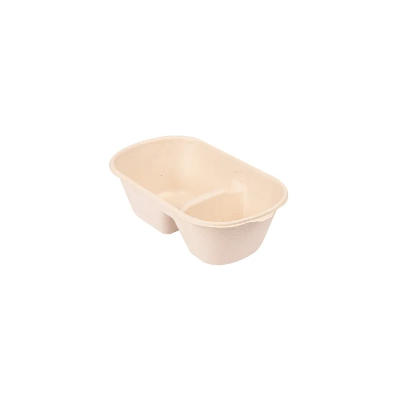 LUNCH BOXES 2 COMPART. BIONIC 1000 ML 22x12,9x6,85 CM NATUREL BAGASSE (500 UNITÉ)