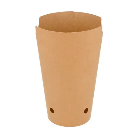 GOBELET À FRITES AVEC FERMETURE  16OZ - 480 ML 200 + 25PE G/M2 8,5x14 CM MARRON CARTON (50 UNITÉ)