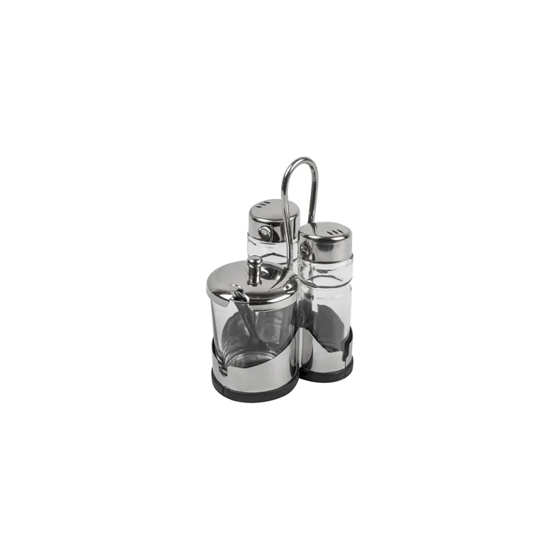 SET À CONDIMENTS 3 PIÈCES 8,5x7,7x13 CM TRANSPARENT VERRE (1 UNITÉ) SET À CONDIMENTS 3 PIÈCES 8,5x7,7x13 CM TRANSPARENT VERRE (1 UNITÉ)