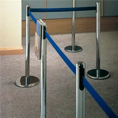 COLONNES MOBILES AVEC RUBAN RETRACTIBLES Ø 36x104 CM BLEU ALUMINIUM (2 UNITÉ)
