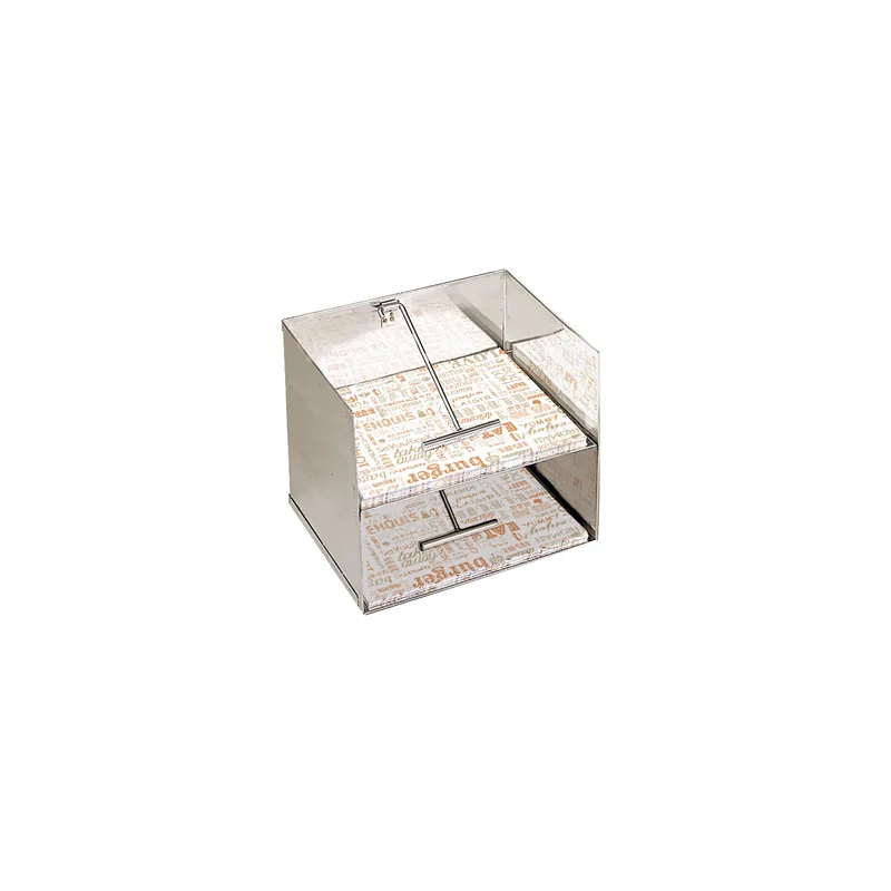 DISTRIBUTEUR EMBALLAGES 2 ÉTAGES   37x30x29 CM ARGENTE INOX (1 UNITÉ)