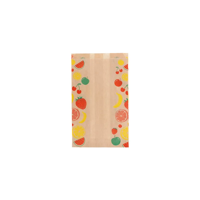 SACHETS PLATS POUR FRUITS  1/2 KG 32 G/M2 14+9x22 CM NATUREL KRAFT (500 UNITÉ)