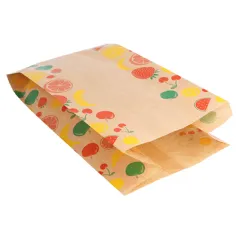 SACHETS PLATS POUR FRUITS  1 KG 32 G/M2 14+9x26 CM NATUREL KRAFT (500 UNITÉ)