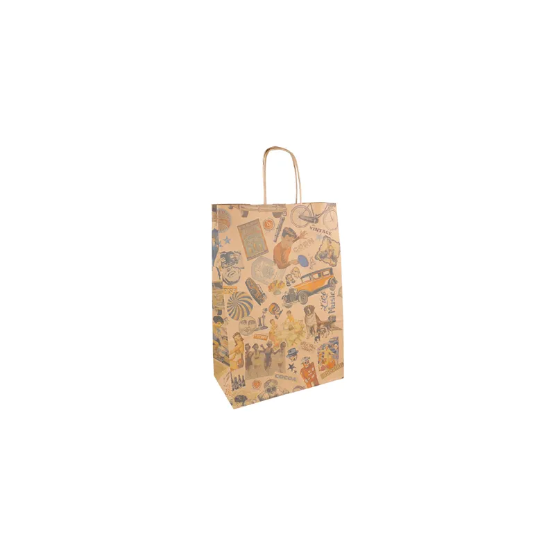 SACS SOS AVEC ANSES 'VINTAGE' 80 G/M2 20+10x29 CM NATUREL KRAFT (250 UNITÉ)