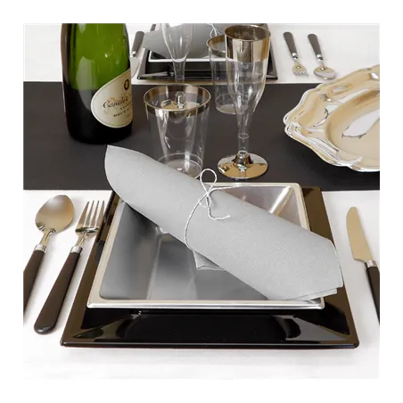 CHEMINS DE TABLE  55 G/M2 0,30x12 M NOIR AIRLAID (6 UNITÉ)