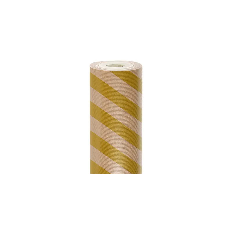 PAPIER CADEAU 50 M RAYURES 'STRIPES' 60 G/M2 70 CM OR KRAFT VERGÉ (1 UNITÉ)