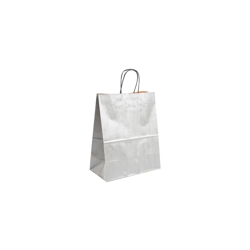 SACS SOS COULEUR UNIQUE  80 G/M2 20+10x29 CM ARGENTE KRAFT (250 UNITÉ)