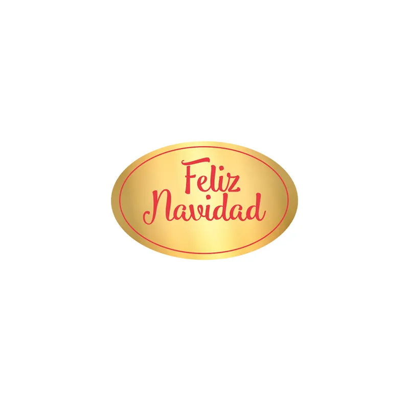 1000 U. ETIQUETTE "FELIZ NAVIDAD"  5,5x3,5 CM DORE ADHESIF (1 UNITÉ)