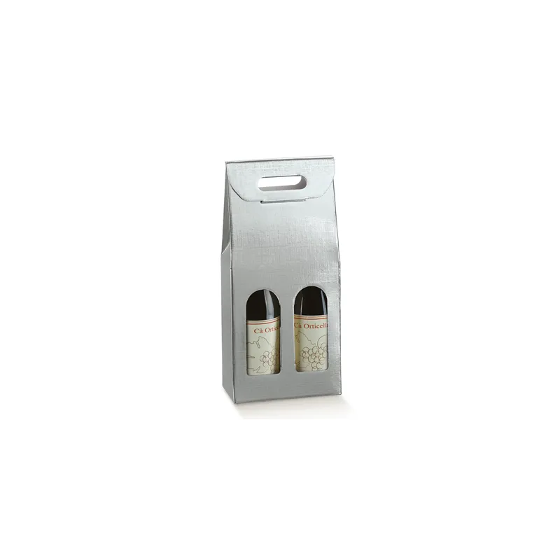 30 U. CARTONS 2 BOUTEILLES  18x9x38,5 CM ARGENTE CARTON (1 UNITÉ)