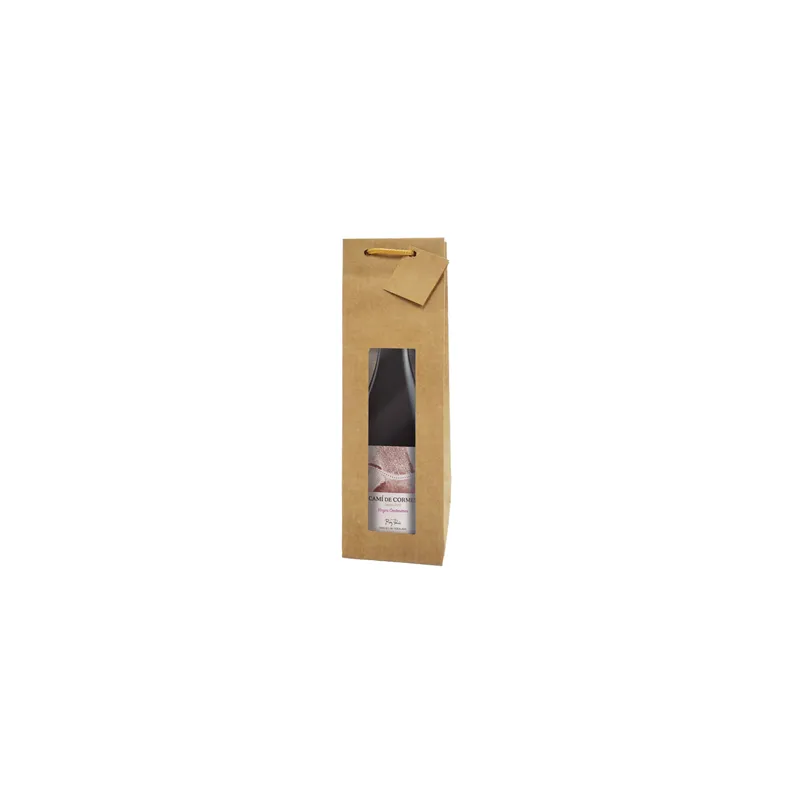 10 U. SACS PORTE-BOUTEILLES AVEC FENÊTRE  175 g/m2 9,2+8,8x38 CM NATUREL KRAFT (10 UNITÉ)
