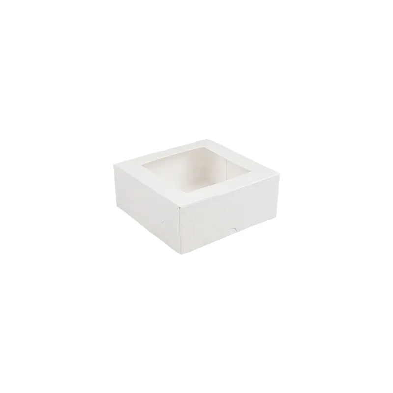 BOÎTES PATISSERIES AVEC FENÊTRE THEPACK  18x18x7,5 CM BLANC CARTON NANO-MICRO + OPP (200 UNITÉ)