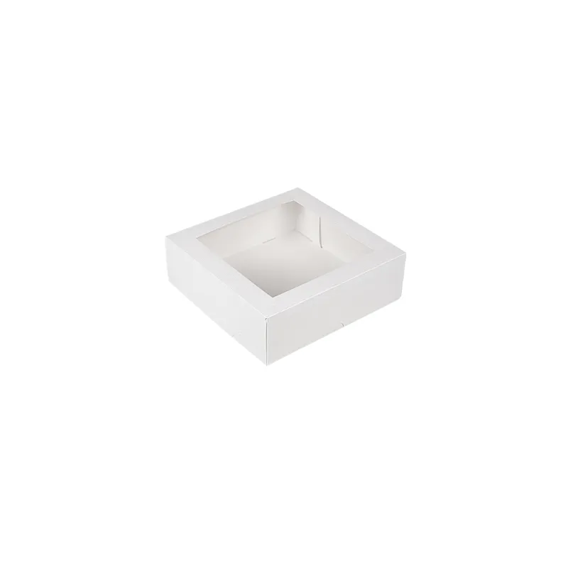 BOÎTES PÂTISSERIES AVEC FENÊTRE THEPACK  23x23x7,5 CM BLANC CARTON NANO-MICRO + OPP (200 UNITÉ)