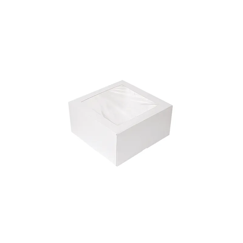BOÎTES PÂTISSERIES AVEC FENÊTRE THEPACK   24x24x12 CM BLANC CARTON NANO-MICRO + OPP (100 UNITÉ)