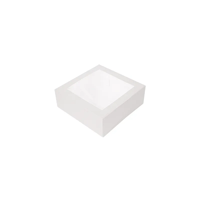 BOÎTES PATISSERIES AVEC FENÊTRE THEPACK  26x26x8 CM BLANC CARTON NANO-MICRO + OPP (100 UNITÉ)