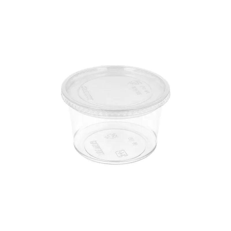 POTS TRAITEUR + COUVERCLES  375 ML Ø11,7x6,1 CM TRANSPARENT PET (250 UNITÉ)
