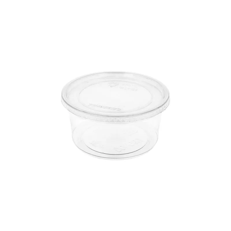 POTS TRAITEUR + COUVERCLES 500 ML Ø11,7x7,5 CM TRANSPARENT PET (250 UNITÉ)
