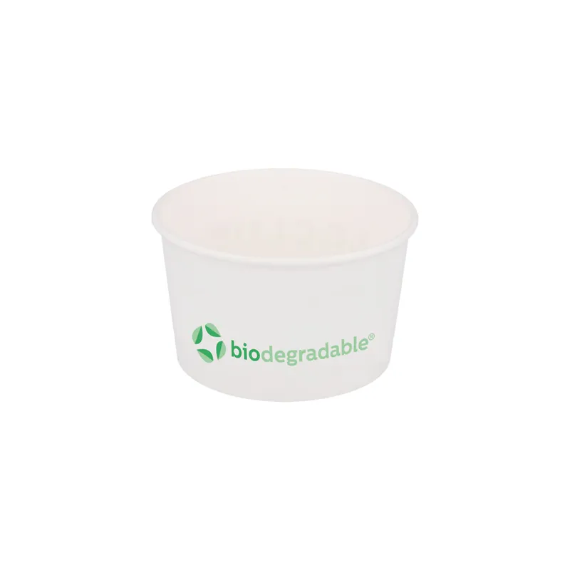 POTS À GLACES 'BIODEGRADABLE' 120 ML 210 + 30 PLA G/M2 Ø7,7x4,7 CM BLANC CELLULOSE + PLA (2000 UNITÉ)