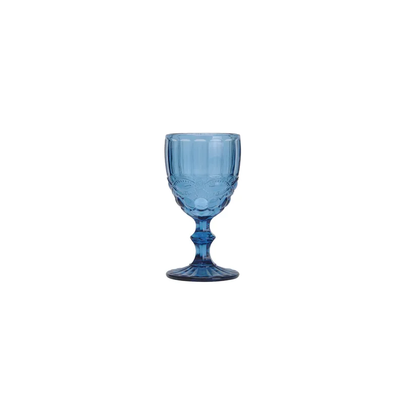 VERRES À PIED À VIN VINTAGE WAKI GLASS 'VINTAGE' 260 ML Ø8x15.5 CM BLEU VERRE (6 UNITÉ)