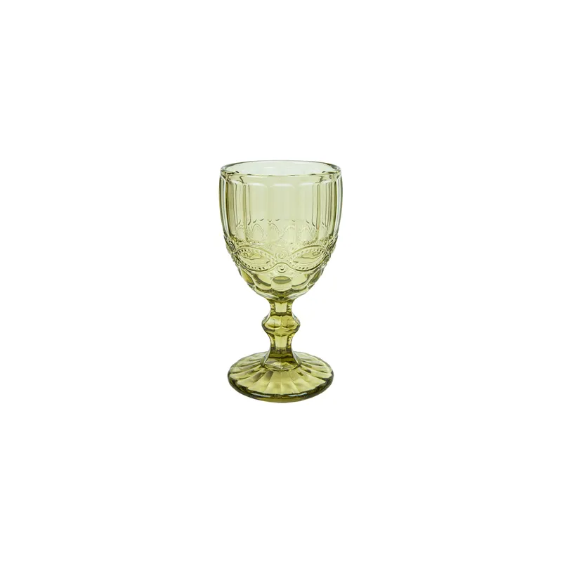 VERRES À PIED À VIN VINTAGE WAKI GLASS 'VINTAGE' 260 ML Ø8x15.5 CM VERT VERRE (6 UNITÉ)