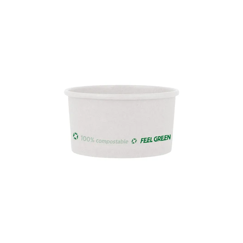 POTS À GLACES FEEL GREEN 'COMPOSTABLE' 70 ML 230 G/M2 Ø6,5x3,9 CM BLANC CARTON (2000 UNITÉ)
