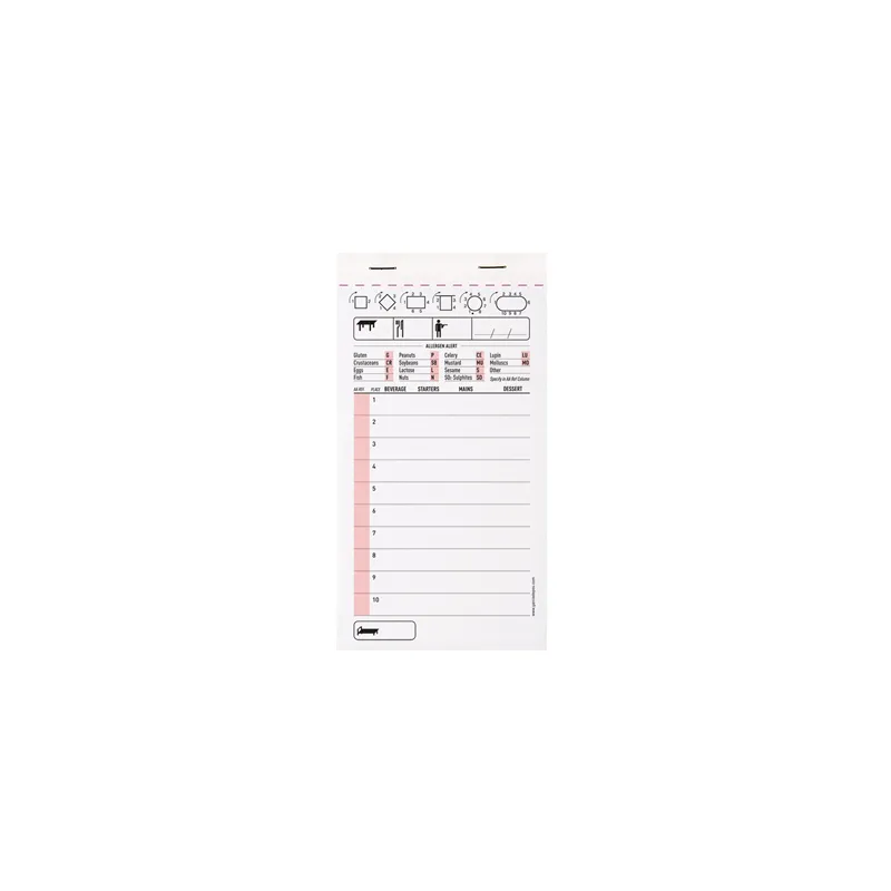 BLOCS COMMANDE DUPLICATA 50x2 FEUILLES   10x19 CM BLANC AUTOCOPIANT (100 UNITÉ)