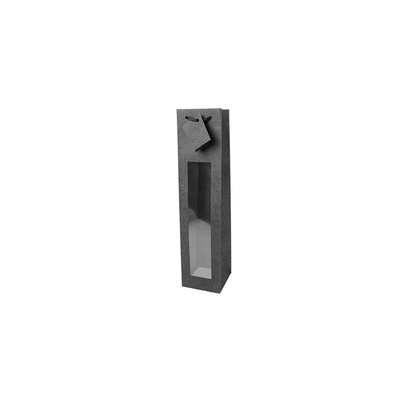 10 U. SACS PORTE-BOUTEILLES AVEC FENÊTRE  350 G/M2 9,2+8,8x38 CM NOIR KRAFT (1 UNITÉ)