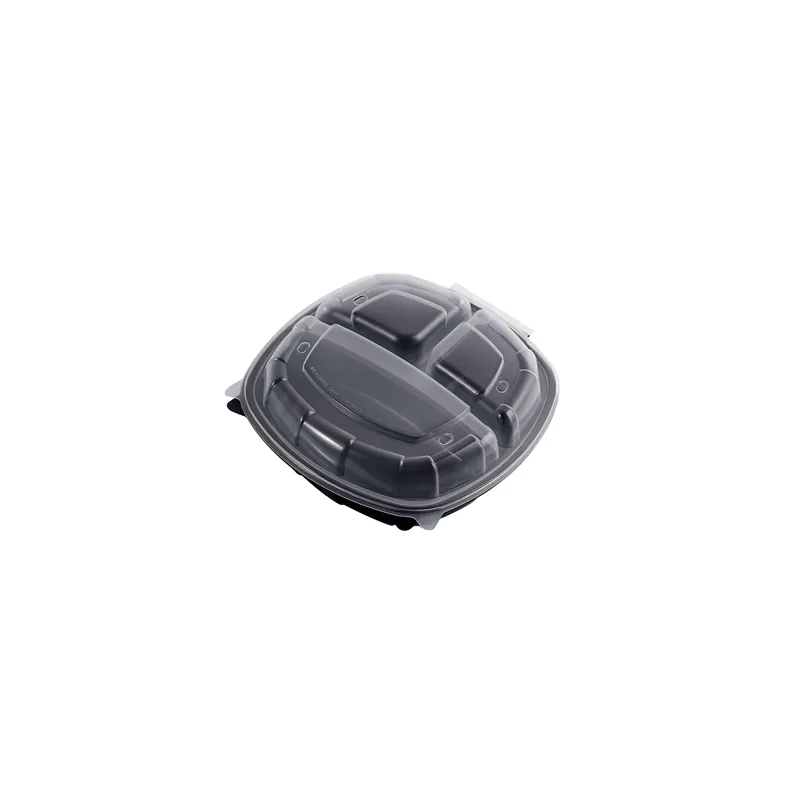 EMBALLAGES COUVERCLE 3 COMPT. MICRO  1350 ML 24,9x25,8x7,2 CM NOIR PP (100 UNITÉ)