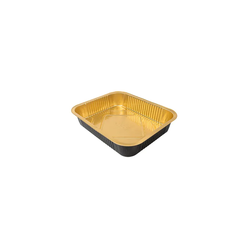 RÉCIPIENTS LAQUÉS  3600 ML 32,2x26,2x6 CM NOIR/OR ALUMINIUM (25 UNITÉ)