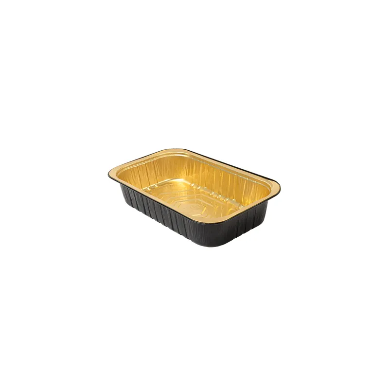 RÉCIPIENTS LAQUÉS  1112 ML 23,2x14,4x4,7 CM NOIR/OR ALUMINIUM (50 UNITÉ)
