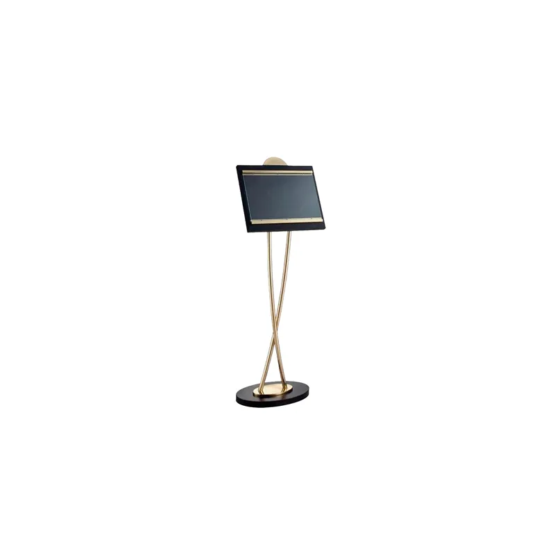 PORTE MENUS DIN-A3 AVEC PIED INCORPORÉ   46x38x135 CM NOIR/OR LAITON (1 UNITÉ)