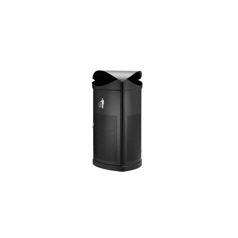 POUBELLE EXTÉRIEUR  86 L 52x51x99 CM NOIR ACIER (1 UNITÉ)