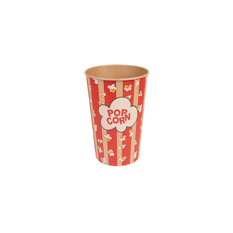 RÉCIPIENTS POUR POP-CORN  1920 ML 260 +20 PE G/M2 Ø 13,3/10x19,5 CM KRAFT (500 UNITÉ)