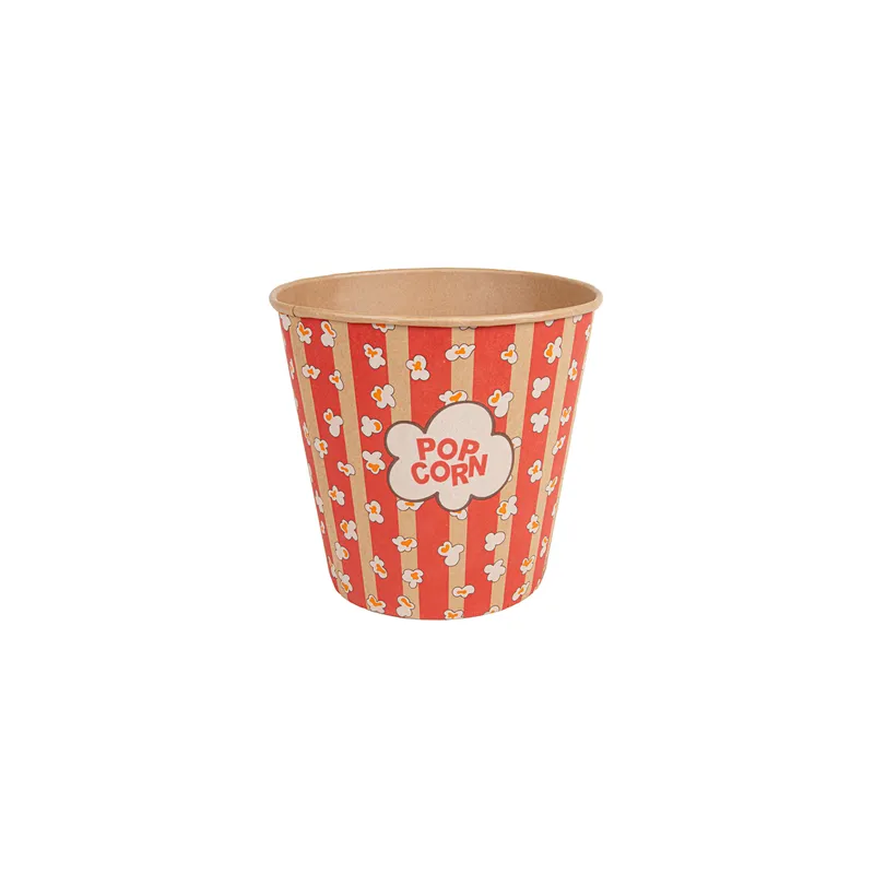 RÉCIPIENTS POUR POP-CORN  5100 ML 300 +20 PE G/M2 Ø 22,7/16x21 CM KRAFT (100 UNITÉ)