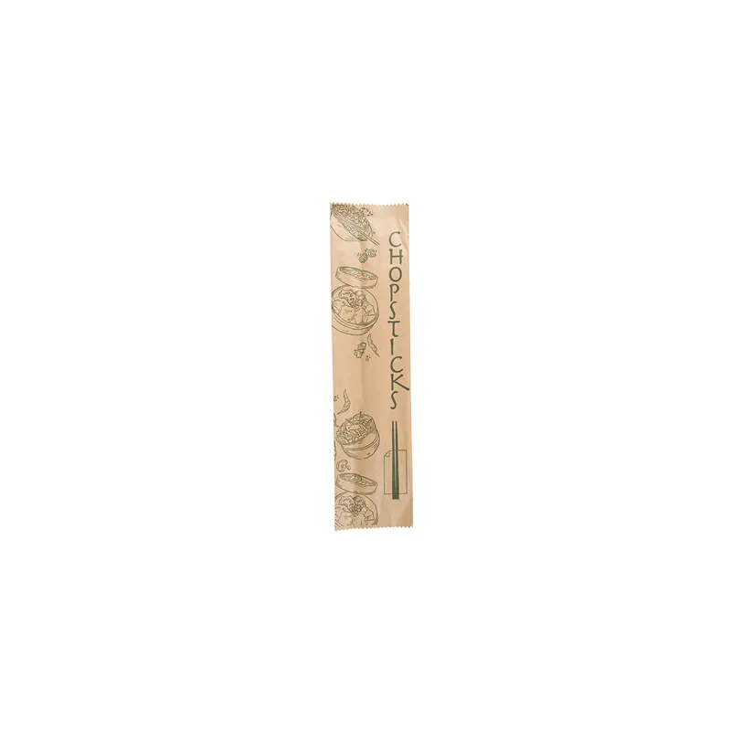 ENSEMBLE BÂTONS CHINOIS + SERVIETTE BAMBOO  20 CM NATUREL BAMBOU (100 UNITÉ)