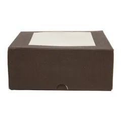 BOÎTES PATISSERIES AVEC FENÊTRE THEPACK 18x18x7,5 CM CHOCOLAT CARTON NANO-MICRO + OPP (200 UNITÉ)