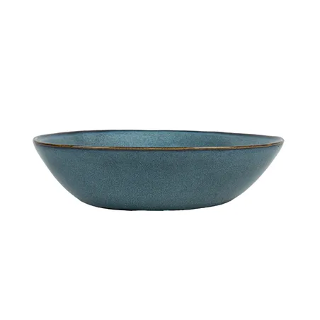 ASSIETTES CREUSES TRIANGULAIRES AKALA  Ø21,5x19,5x5 CM BLEU STONEWARE (6 UNITÉ)