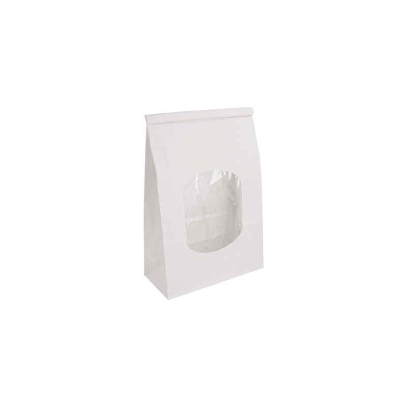SACS SOS AUTO-FERMETURE AVEC FENÊTRE 2500 GR 60 G/M2 + 25µ OPP 15,5+7x24,2 CM BLANC CELLULOSE (500 UNITÉ)