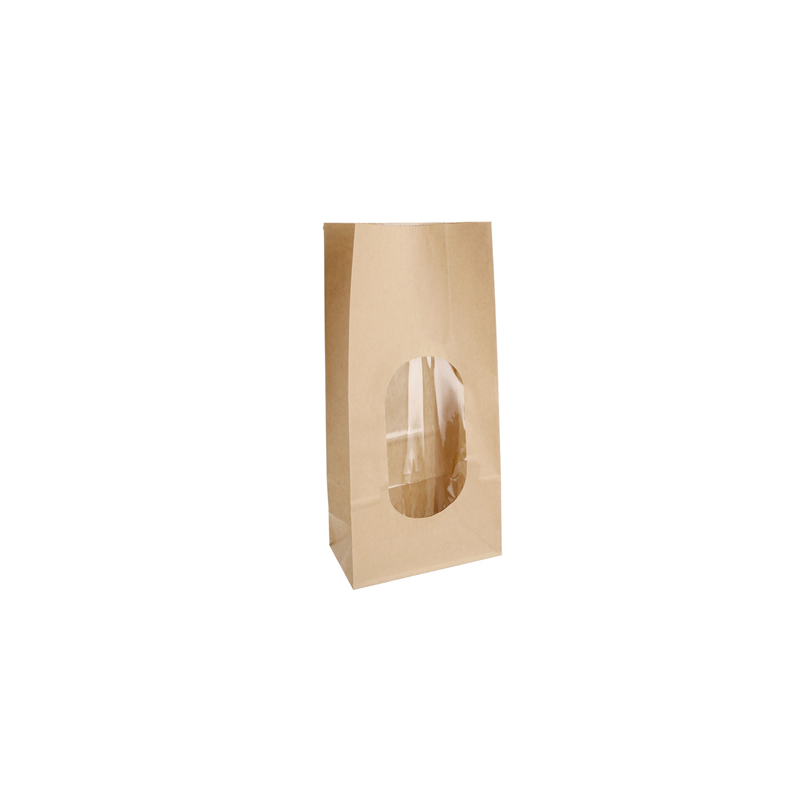 SACS SOS AVEC FENÊTRE 2300 GR 60 G/M2 + 25µ OPP 13+8x23,5 CM NATUREL KRAFT (500 UNITÉ)