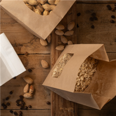 SACS SOS AVEC FENÊTRE 2300 GR 60 G/M2 + 25µ OPP 13+8x23,5 CM NATUREL KRAFT (500 UNITÉ)