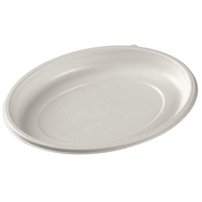 Assiette Galaxie ovale pulpe de canne 220x160x22 mm
