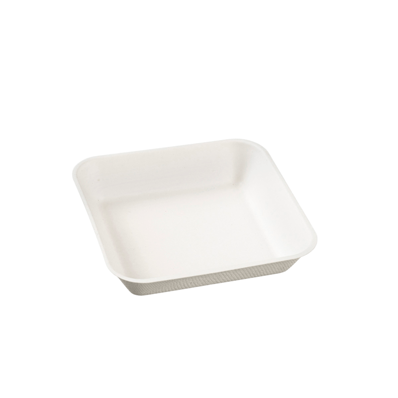 Assiette Kanopée pulpe de canne avec lamination 100x100 mm